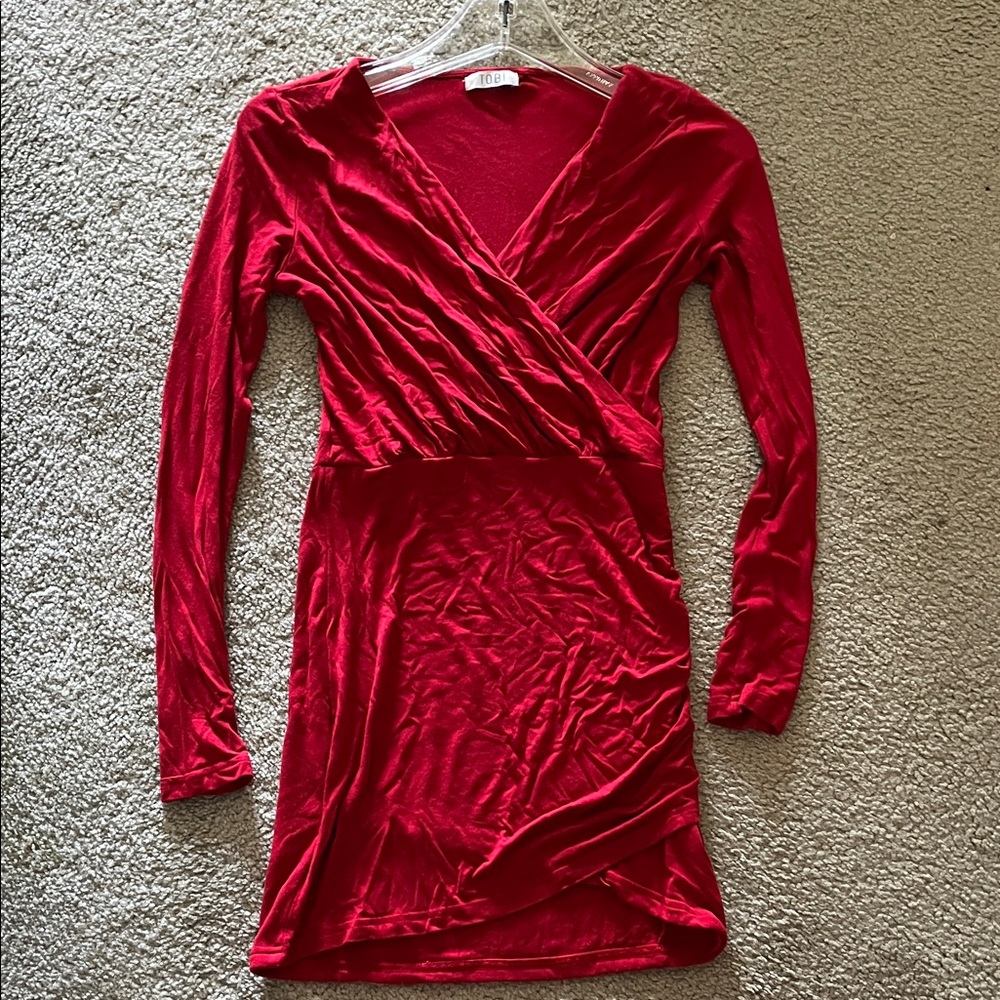 Tobi Red Wrap Dress Size XS